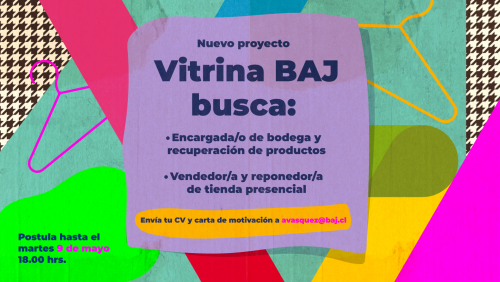 [Convocatoria cerrada] Nuevo proyecto «Vitrina BAJ», abre 2 ofertas laborales en RM